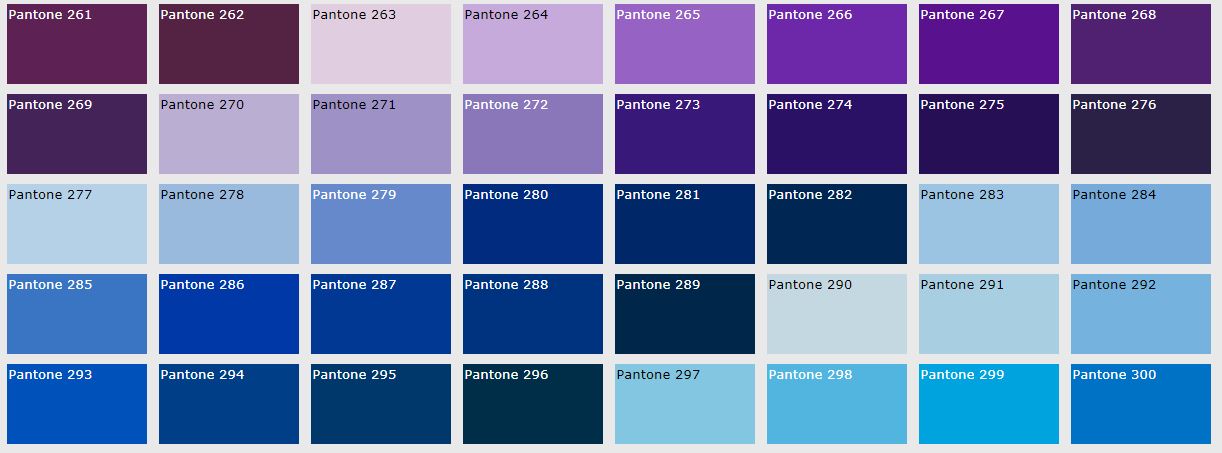 Pantone Color Blue Chart